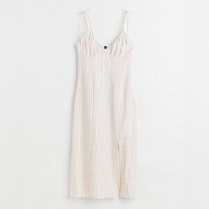 H&M Side Slit Tie Shoulder Gingham Dress - M